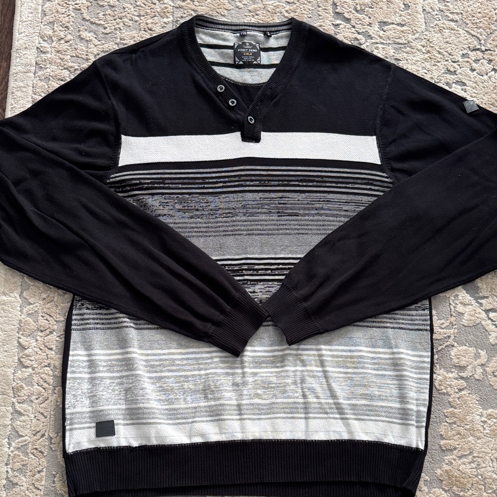Point Zero Black and Gray V-Neck Sweater